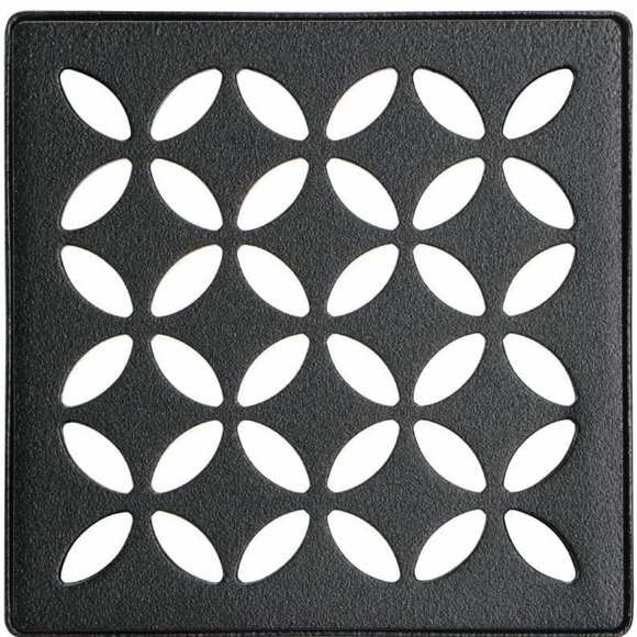 schluter Other - Schluter Systems Square floral Matte Black Steel Shower Drain Grate